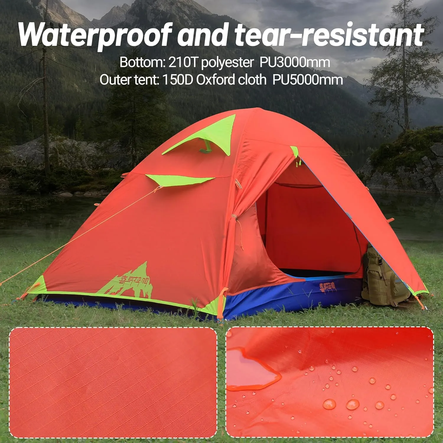 Himalaya 1/2 Person Camping Tent, 4 Season Tent Backpacking Winter Tent Waterproof Windproof Lightweight Portable PU5000 for Outdoor Camping Cold Weather Hiking Mountaineering