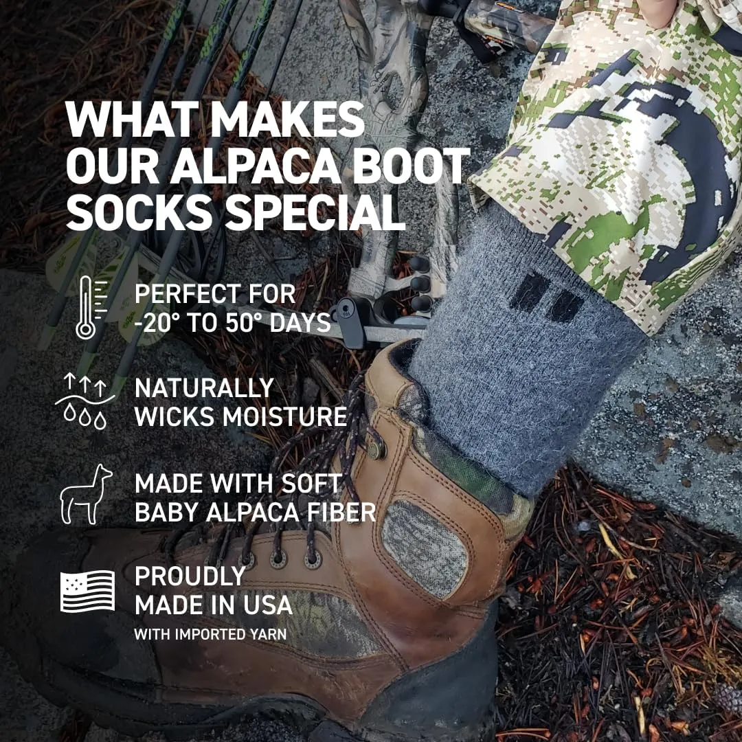 HOLLOW Alpaca Boot Socks for Men and Women, Moisture Wicking Alpaca Socks for Hiking, Running, Temperature Regulating