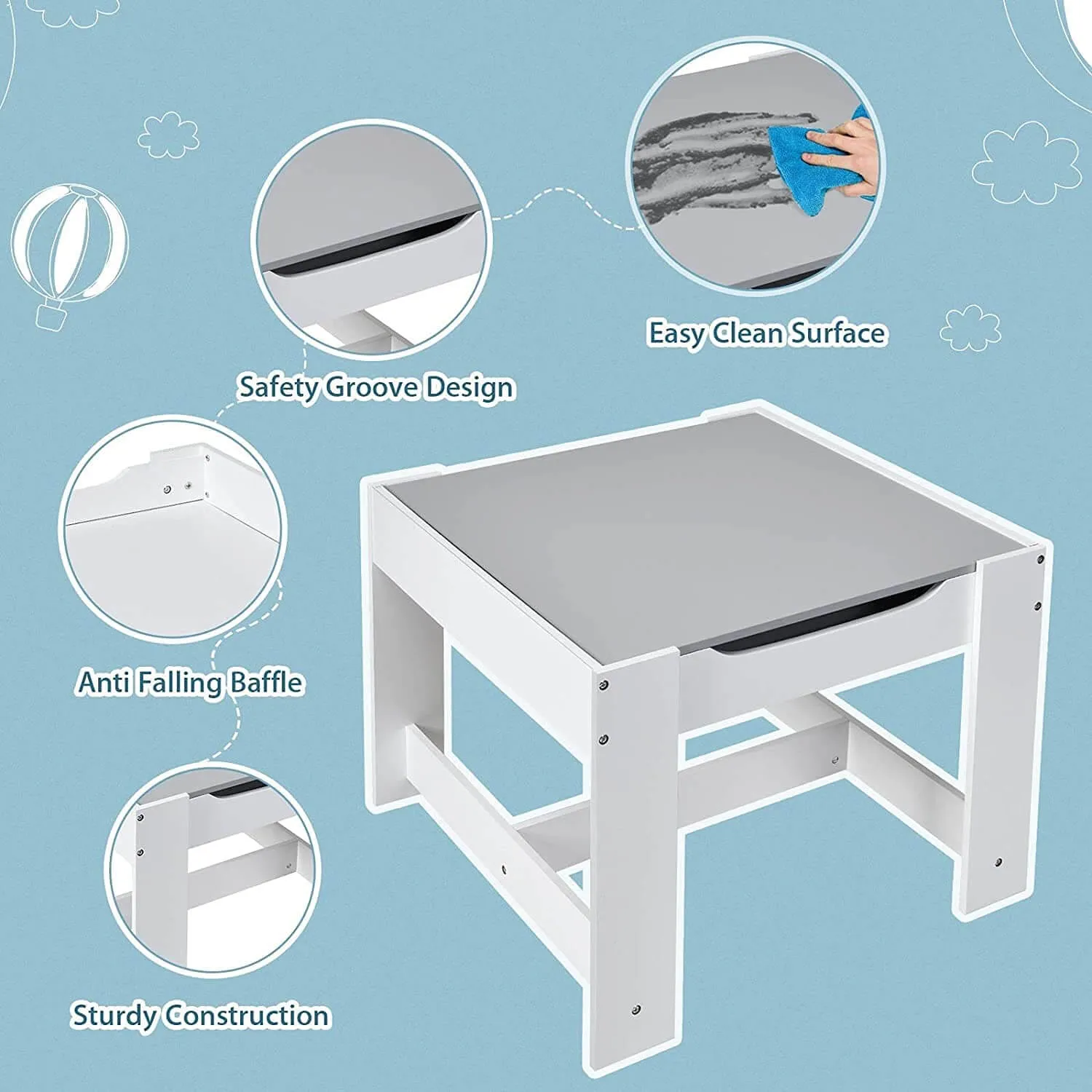Home Canvas 3 in 1 Activity Table and Chair Sets for Childrens | Lightweight Table and Chair Sets with Storage Boxes