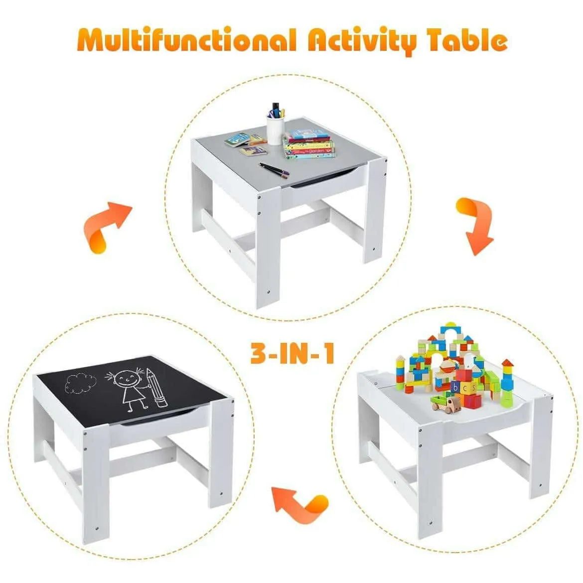 Home Canvas 3 in 1 Activity Table and Chair Sets for Childrens | Lightweight Table and Chair Sets with Storage Boxes