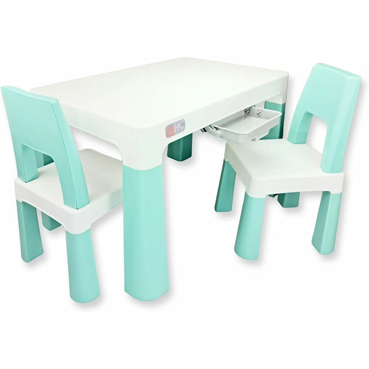 Home Canvas Early Learning Study Table and Chair Set for Childrens | Multifunctional Lightweight Table and Chair Sets - White/Grey