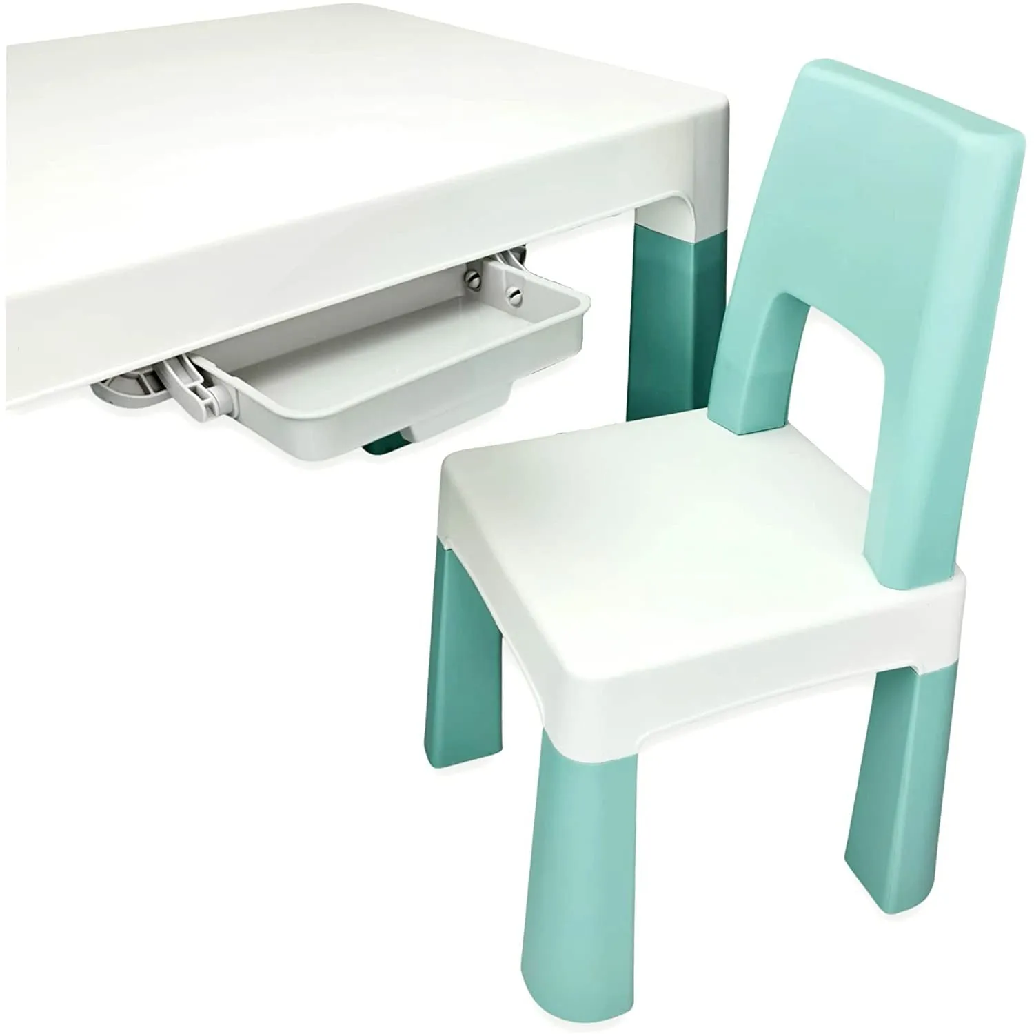 Home Canvas Early Learning Study Table and Chair Set for Childrens | Multifunctional Lightweight Table and Chair Sets - White/Grey