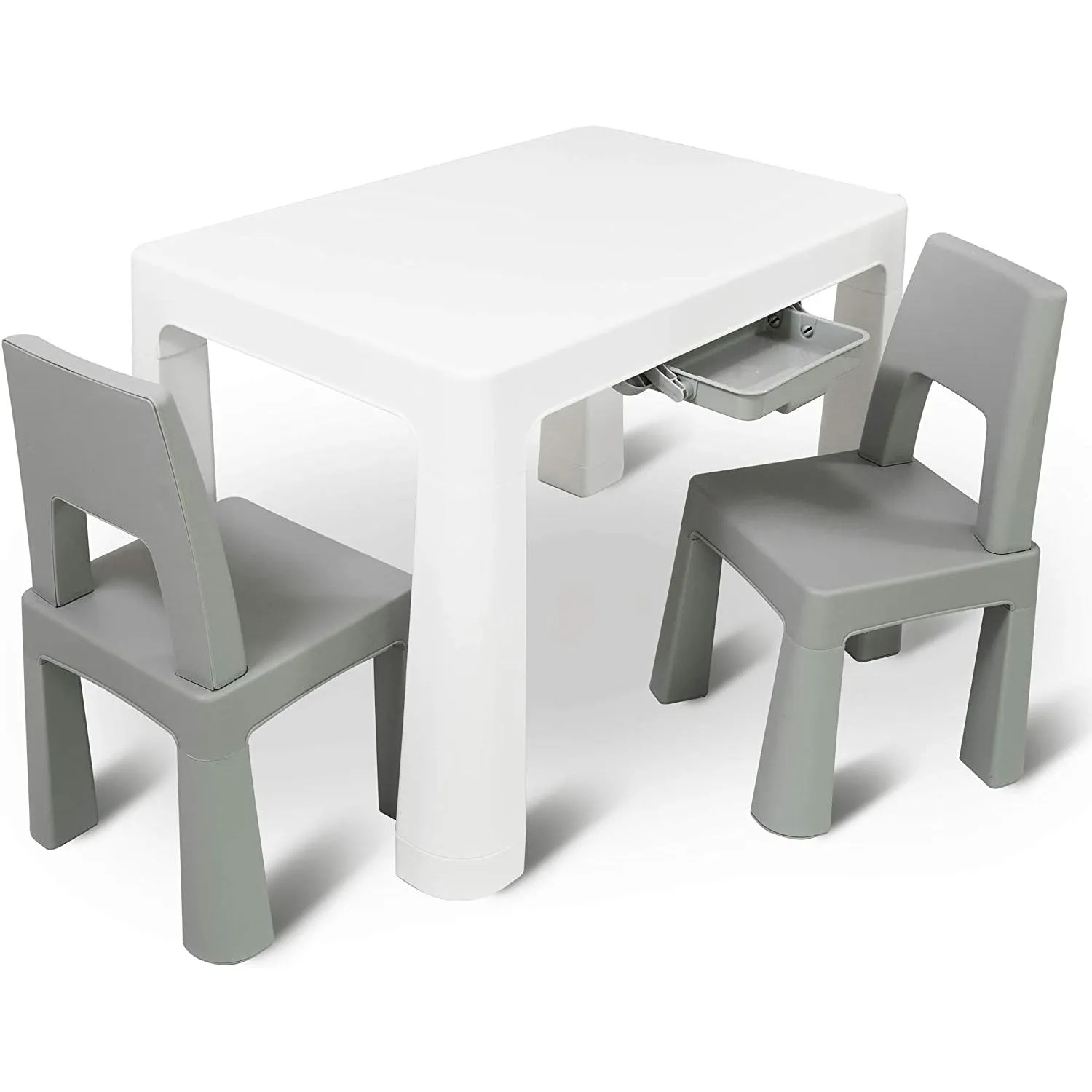 Home Canvas Early Learning Study Table and Chair Set for Childrens | Multifunctional Lightweight Table and Chair Sets - White/Grey