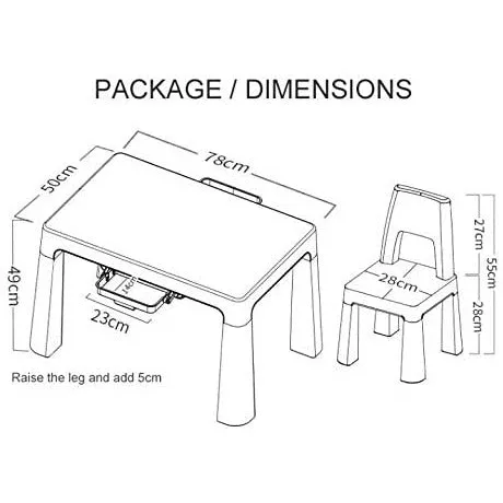 Home Canvas Early Learning Study Table and Chair Set for Childrens | Multifunctional Lightweight Table and Chair Sets - White/Grey