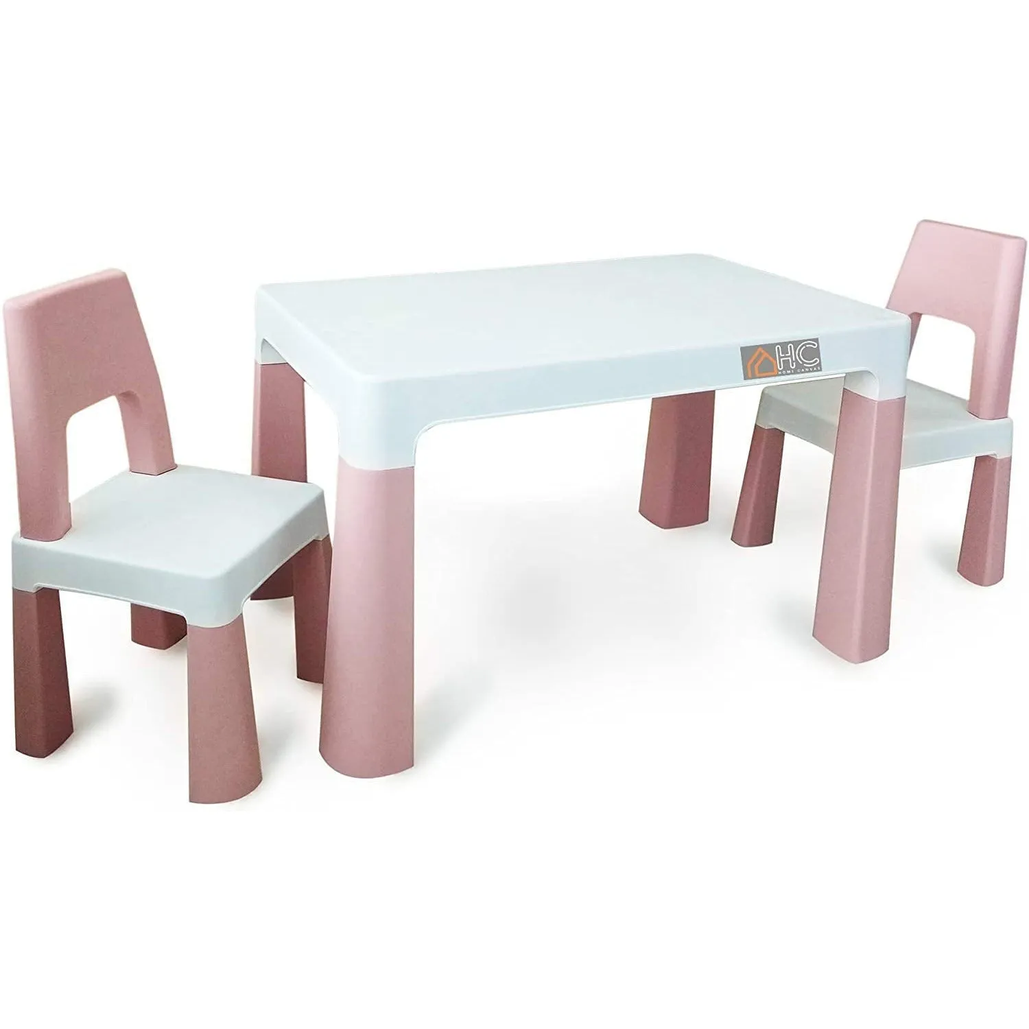 Home Canvas Early Learning Study Table and Chair Set for Childrens | Multifunctional Lightweight Table and Chair Sets - White/Grey