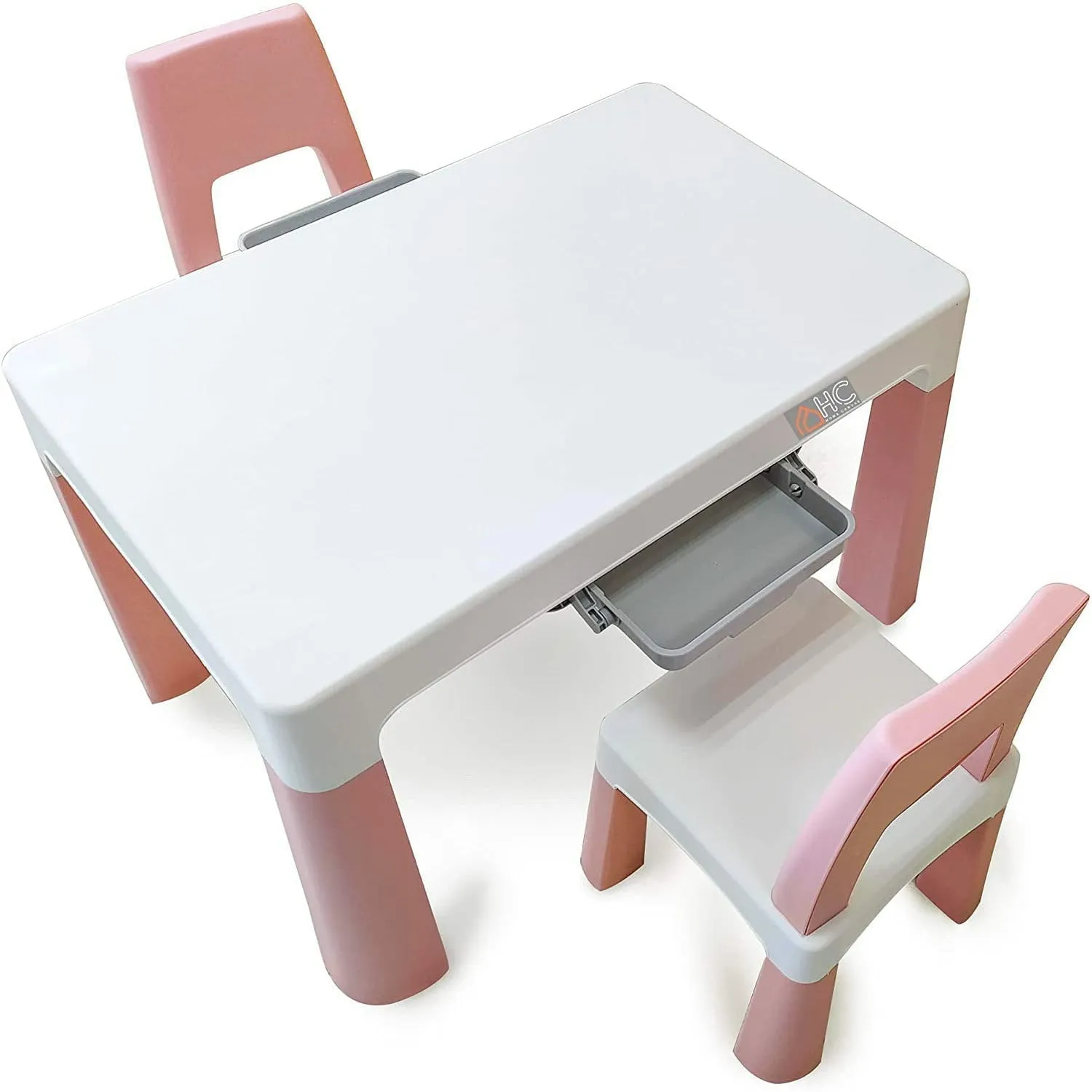 Home Canvas Early Learning Study Table and Chair Set for Childrens | Multifunctional Lightweight Table and Chair Sets - White/Grey