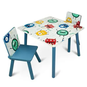 Home Canvas Monster Study Table and Two Chair Set for Childrens | Durable and Lightweight Table and Chair Set in Multicolor