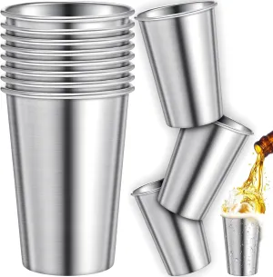 Honeydak 12 Pack Stainless Steel Cups 16 oz Metal Camping Cups Stackable Stainless Steel Pint Tumblers Shatterproof Drinking Glasses for Adults Travel, Outdoor, Camping, Everyday