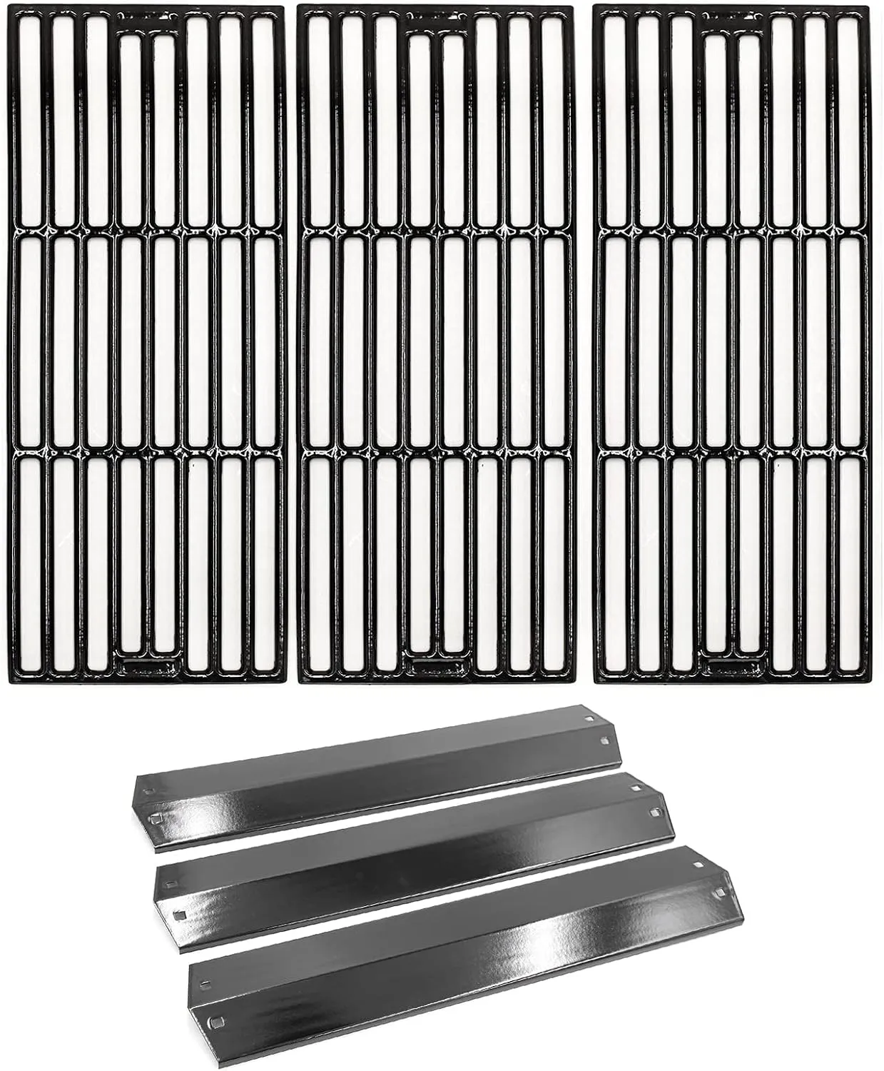 Hongso Grill Parts for Chargriller 5050, 5650, 3001, 3030, 5072, 3008, 4000, 5252, 5050 Grill Models, Porcelain Steel Heat Plate,Polish Porcelain cast Iron grates.