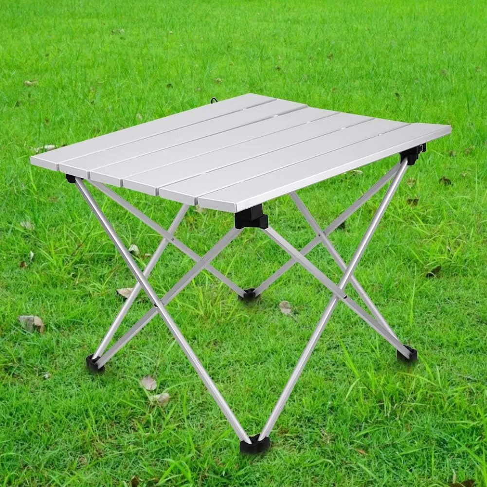 Horoper Portable Folding Table, Compact Aluminum Camping Table, Camping Desk BBQ Table, Folding Picnic Table, Aluminum Alloy Table Foldable Desk Table Outdoor Camping (S)