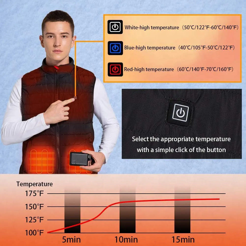 Hoson Heated Vest, 9 Heating Zones Electric Lightweight Heated Vest For Men Women,Skating for Heated Jacket/Sweater
