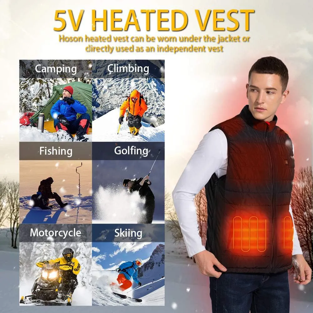 Hoson Heated Vest, 9 Heating Zones Electric Lightweight Heated Vest For Men Women,Skating for Heated Jacket/Sweater