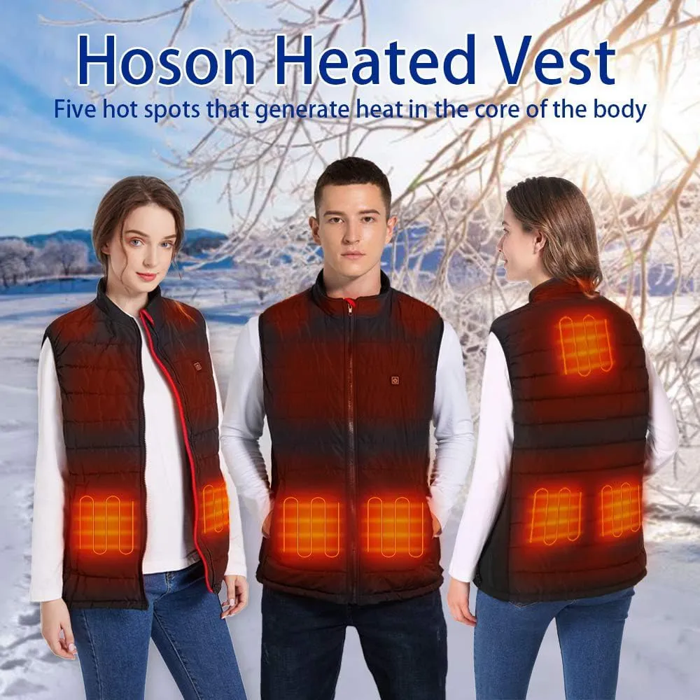 Hoson Heated Vest, 9 Heating Zones Electric Lightweight Heated Vest For Men Women,Skating for Heated Jacket/Sweater