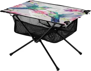 Hummingbirds Portable Folding Camping Table, Compact Lightweight Beach Table with Carrying Bag for Outdoor Picnics, BBQs, Camp