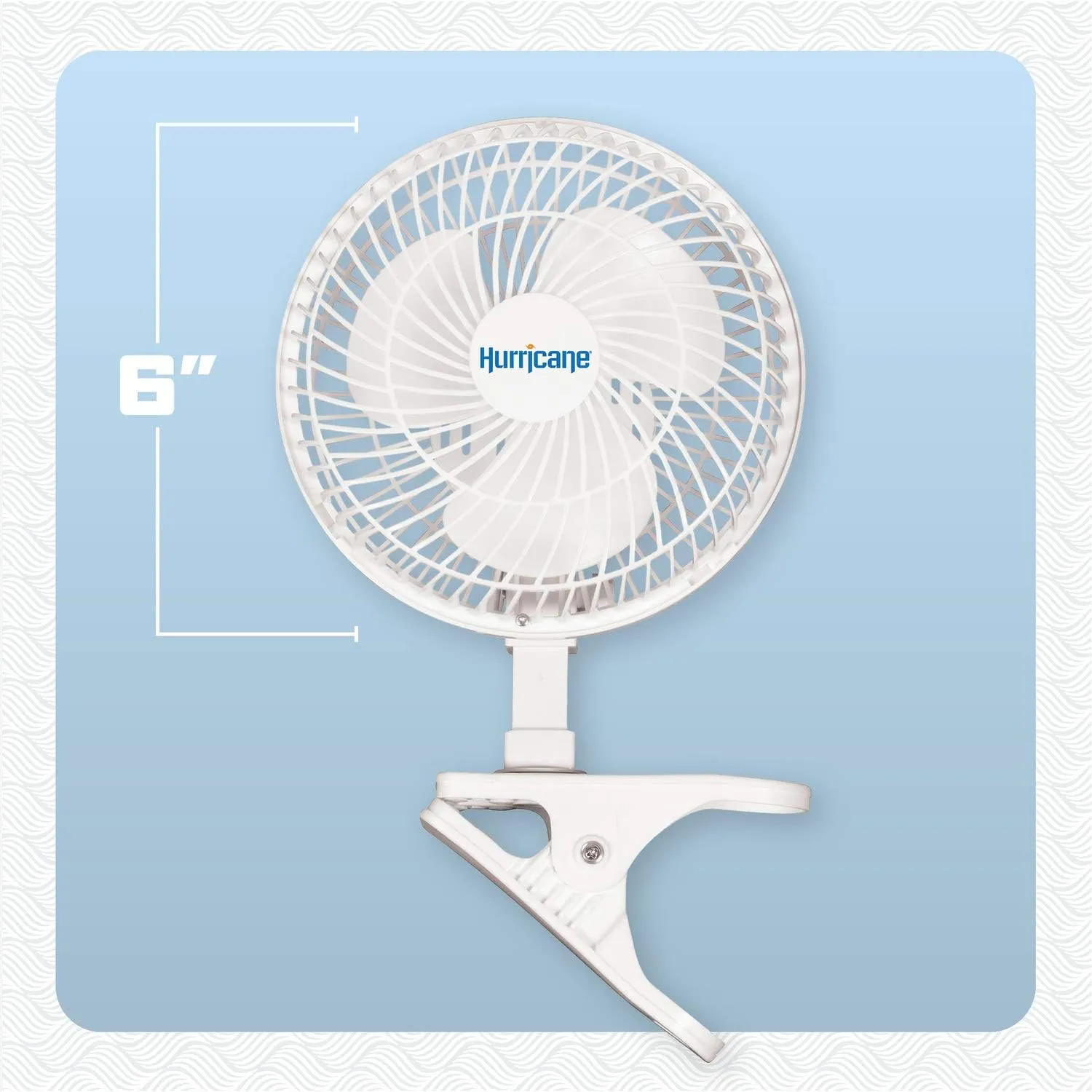 Hurricane Classic 6 Inch Clip Fan, 2 Speed Portable Desk Table Fan with Tilt, White