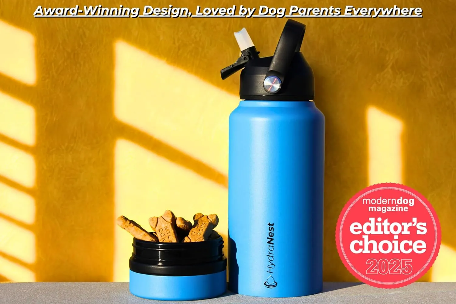 HydraNest Dog Water Bottle 32oz - Insulated Portable Pet Hydration for Beach & Camping - Travel Bowl Included - Thoughtful Gift for Pet Parents and Animal Lovers