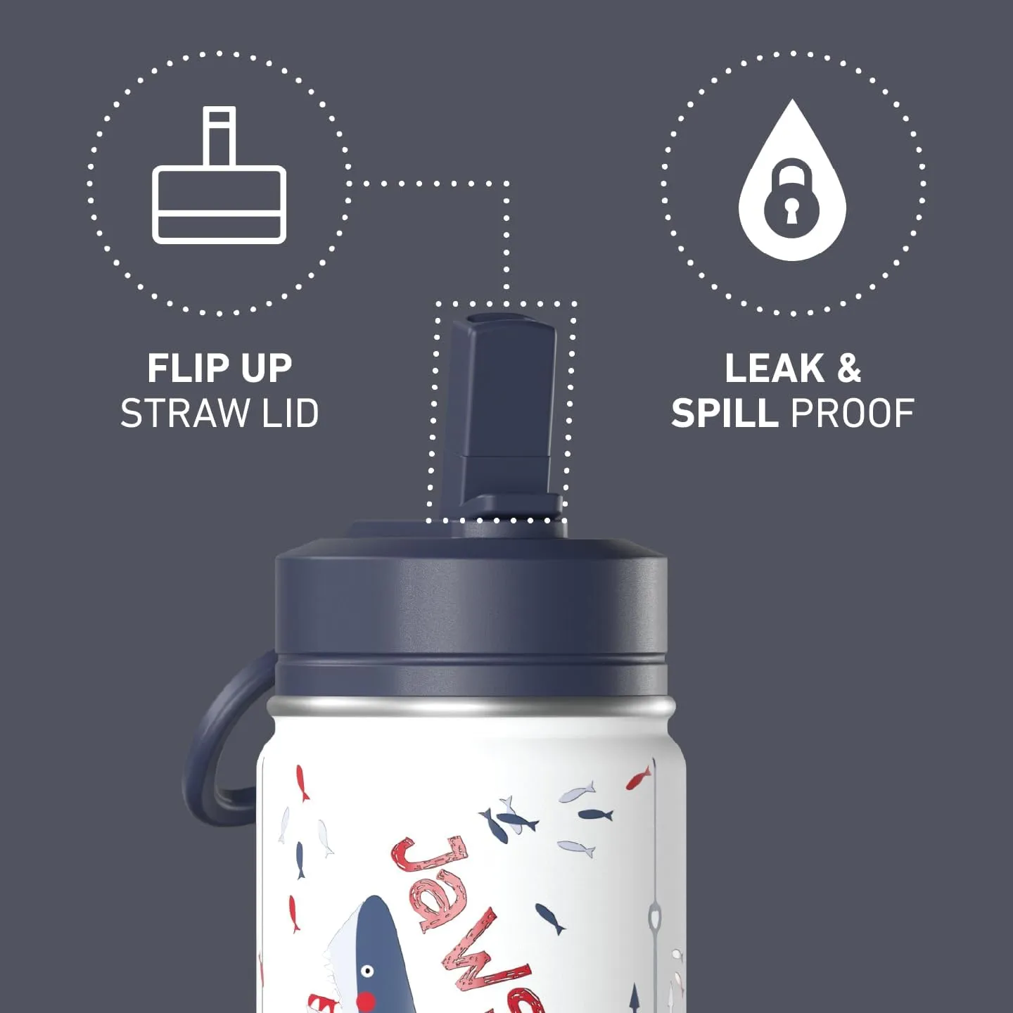 Hydrapeak Mini 14oz Fun Sticker Print Water Bottle with Straw Lid, Stainless Steel Double Wall Insulated Water Bottle, Leak-Proof and Spill-Proof Water Bottle, Jaw