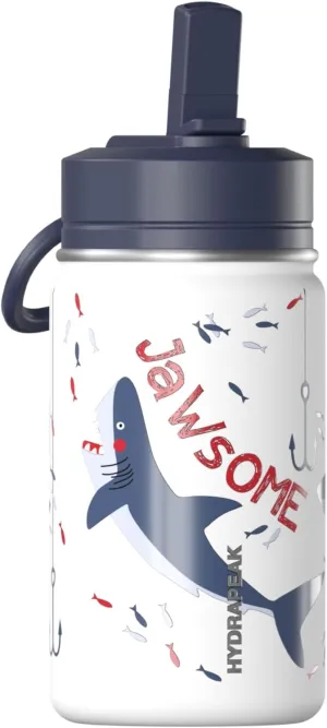 Hydrapeak Mini 14oz Fun Sticker Print Water Bottle with Straw Lid, Stainless Steel Double Wall Insulated Water Bottle, Leak-Proof and Spill-Proof Water Bottle, Jaw