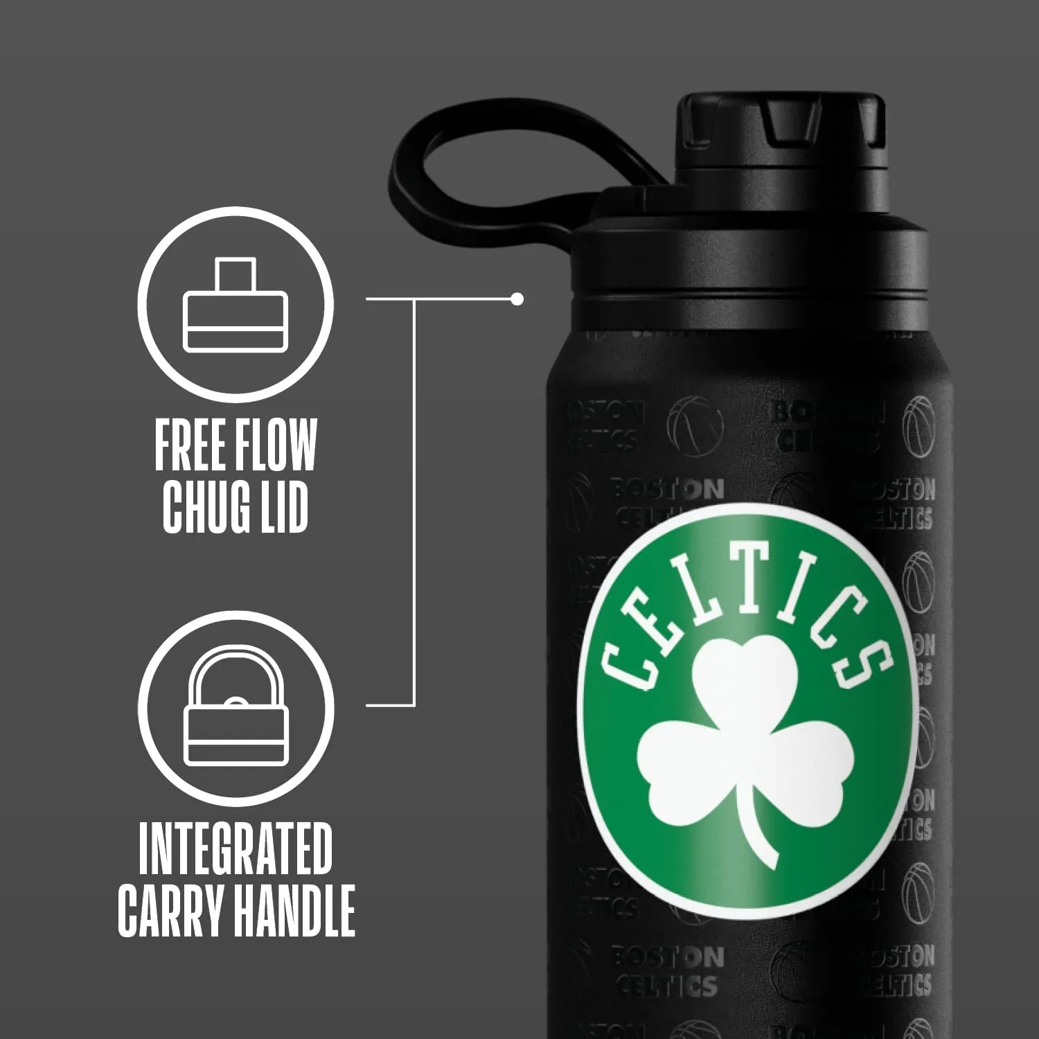 Hydrapeak x NBA Officially Licensed Miami Heat 26 oz Active Water Bottle with Chug Lid and Handle Reusable Stainless Steel Double Wall Insulated Sports Gift