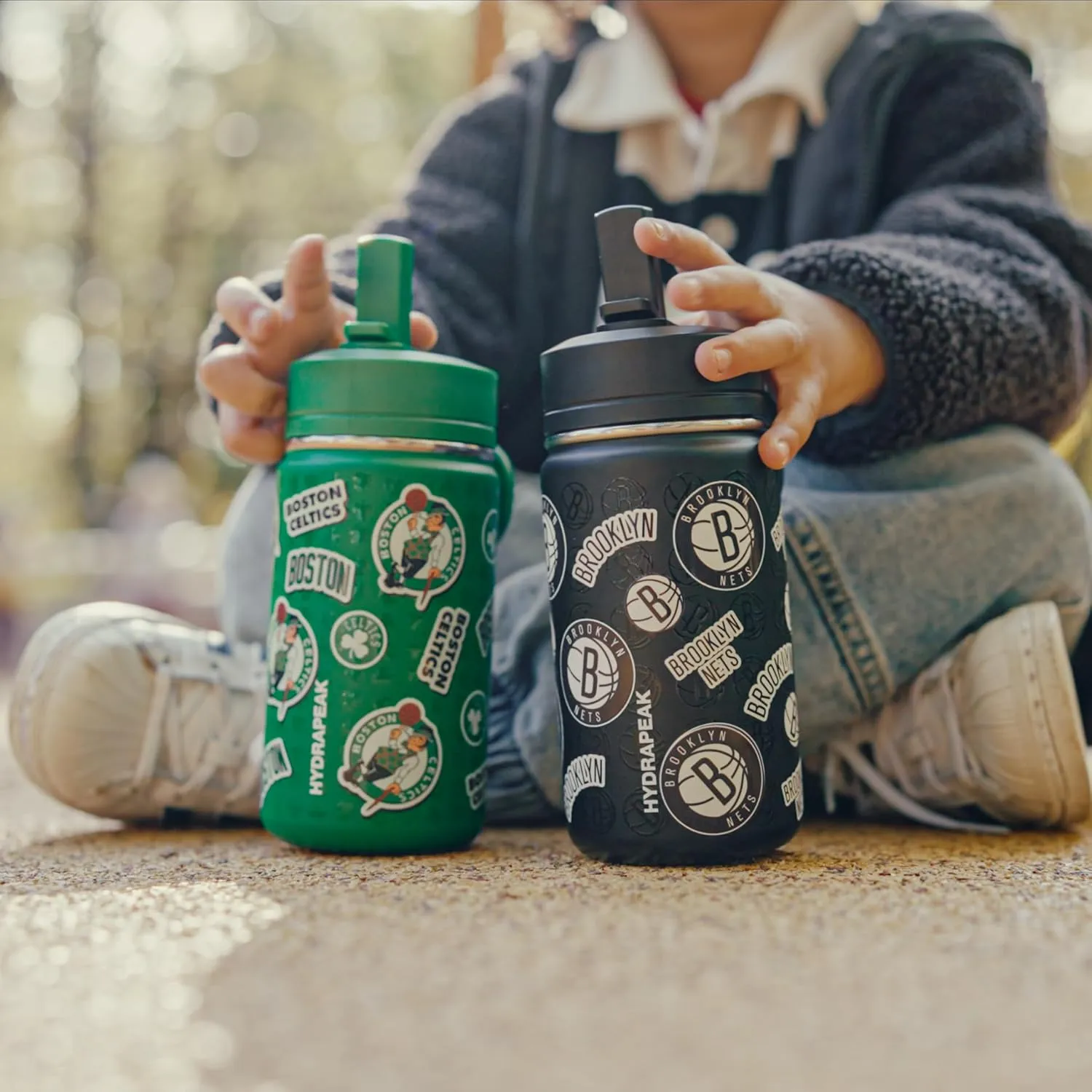 Hydrapeak x NBA Officially Licensed Milwaukee Bucks 14oz Mini Kids Water Bottle with Straw Lid and Handle Reusable Stainless Steel Double Wall Insulated Spill Proof Sports Gift for Boys Girls
