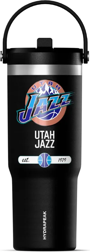 Hydrapeak x NBA Officially Licensed Utah Jazz 32 oz Nomad Tumbler with Handle and Straw Lid, Leakproof Stainless Steel Water Bottle
