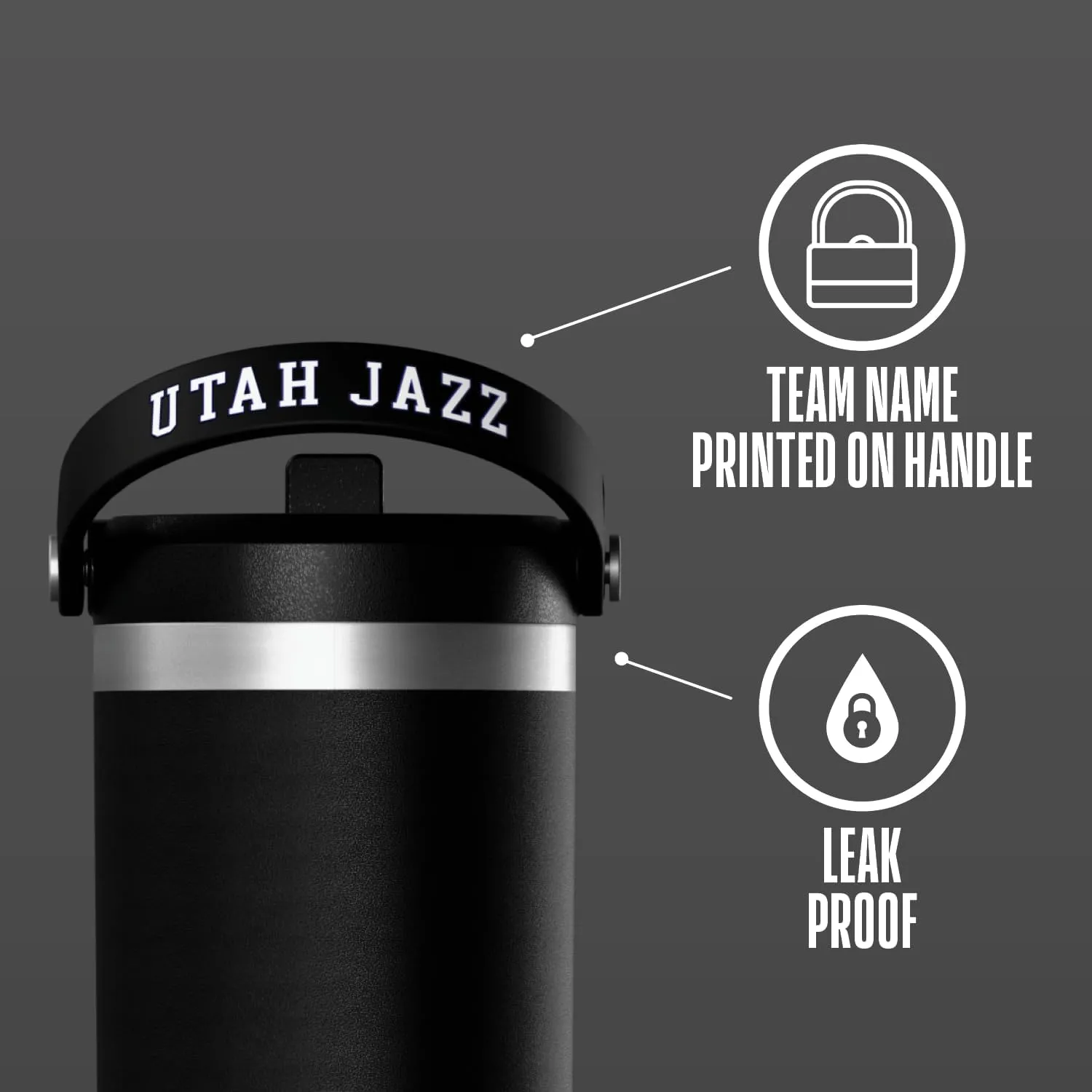 Hydrapeak x NBA Officially Licensed Utah Jazz 32 oz Nomad Tumbler with Handle and Straw Lid, Leakproof Stainless Steel Water Bottle