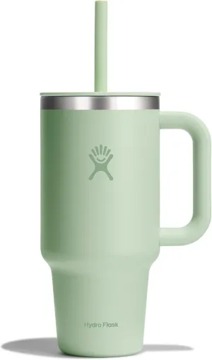 Hydro Flask 32 Oz Travel Tumbler with Handle, Lid and Straw - Insulated Stainless Steel in 32 Oz Aloe Green