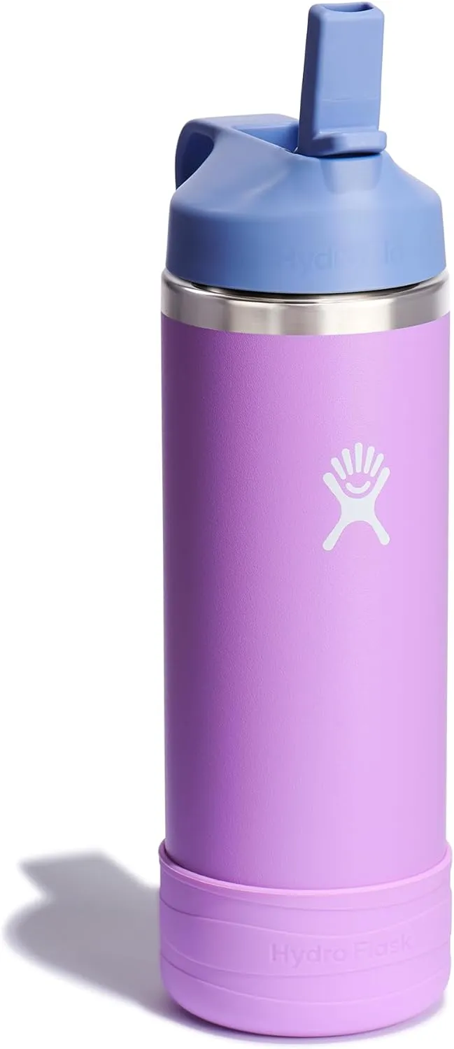 HYDRO FLASK Kids Water Bottle Jr. Stainless Steel Insulated With Straw Cap for Water, Milk, Juice, School, Camp, Sport, Play and Lunch, Easy to Clean, Leak-Resistant