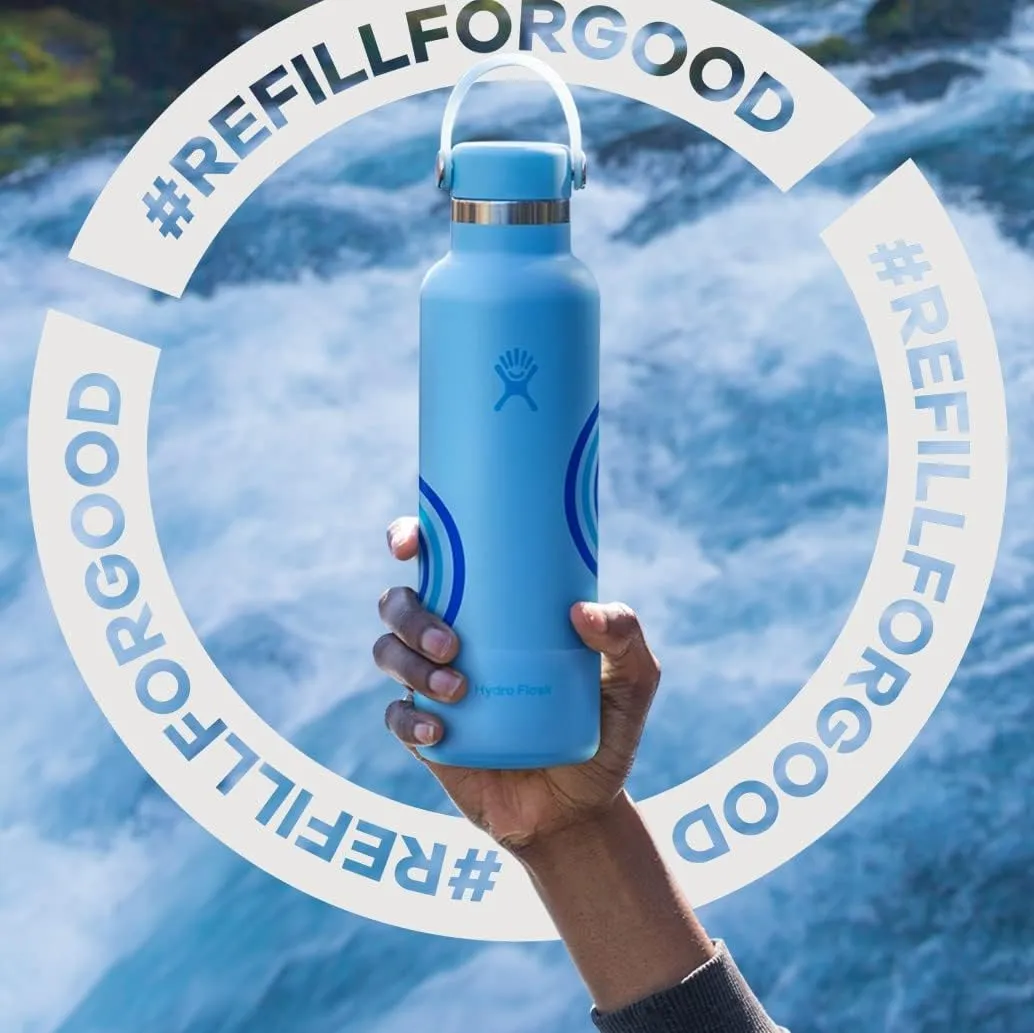 Hydro Flask - Water Bottle 621 ml (21 oz) - Refill for Good Edition - Stainless Steel & Vacuum Insulated - Standard Mouth with Leak Proof Flex Cap - Whitecap