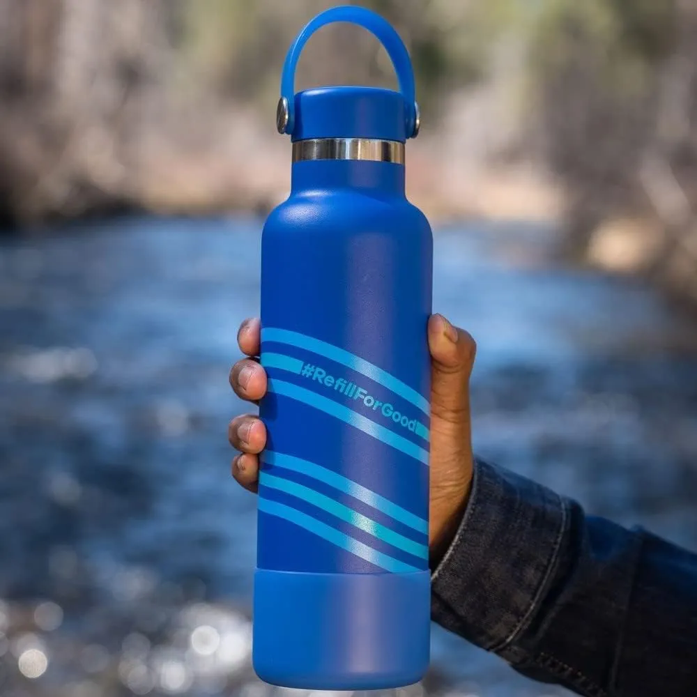 Hydro Flask - Water Bottle 621 ml (21 oz) - Refill for Good Edition - Stainless Steel & Vacuum Insulated - Standard Mouth with Leak Proof Flex Cap - Whitecap