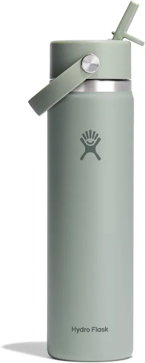 Hydro Flask Water Bottle - Insulated Stainless Steel - Wide Straw Lid, Non Spill, Leakproof in 24 Oz Agave Green