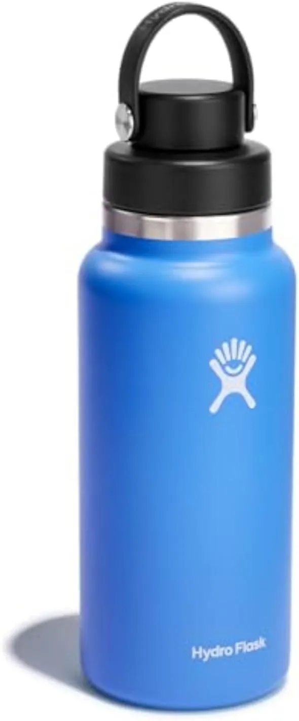 HYDRO FLASK Wide Mouth Chug Cap vacuum insulated stainless steel water bottle with leakproof closeable lid for cold water drinks, sports, travel, car and school