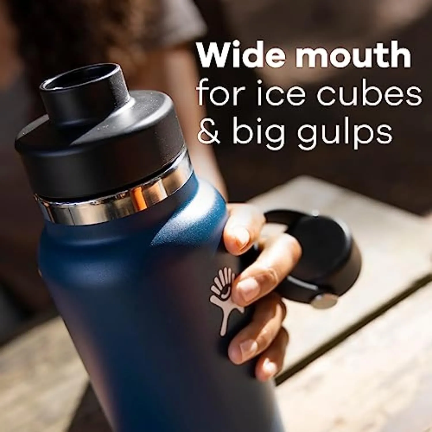 HYDRO FLASK Wide Mouth Chug Cap vacuum insulated stainless steel water bottle with leakproof closeable lid for cold water drinks, sports, travel, car and school