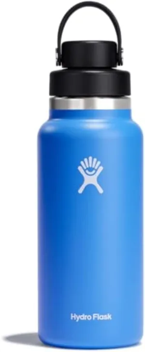 HYDRO FLASK Wide Mouth Chug Cap vacuum insulated stainless steel water bottle with leakproof closeable lid for cold water drinks, sports, travel, car and school
