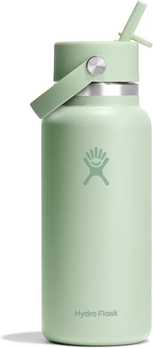 HYDRO FLASK Wide Mouth vacuum insulated stainless steel water bottle with leakproof closeable straw lid for cold water drinks, sports, travel, car and school