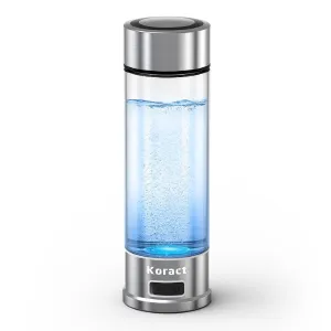 Hydrogen Water Bottle 1500PPB Portable Hydrogen Water Bottle Generator, Hydrogen Rich Water Dispenser with SPE & PEM Technology, for Home Office Fitness Travel Outdoor Sports (Silvery)
