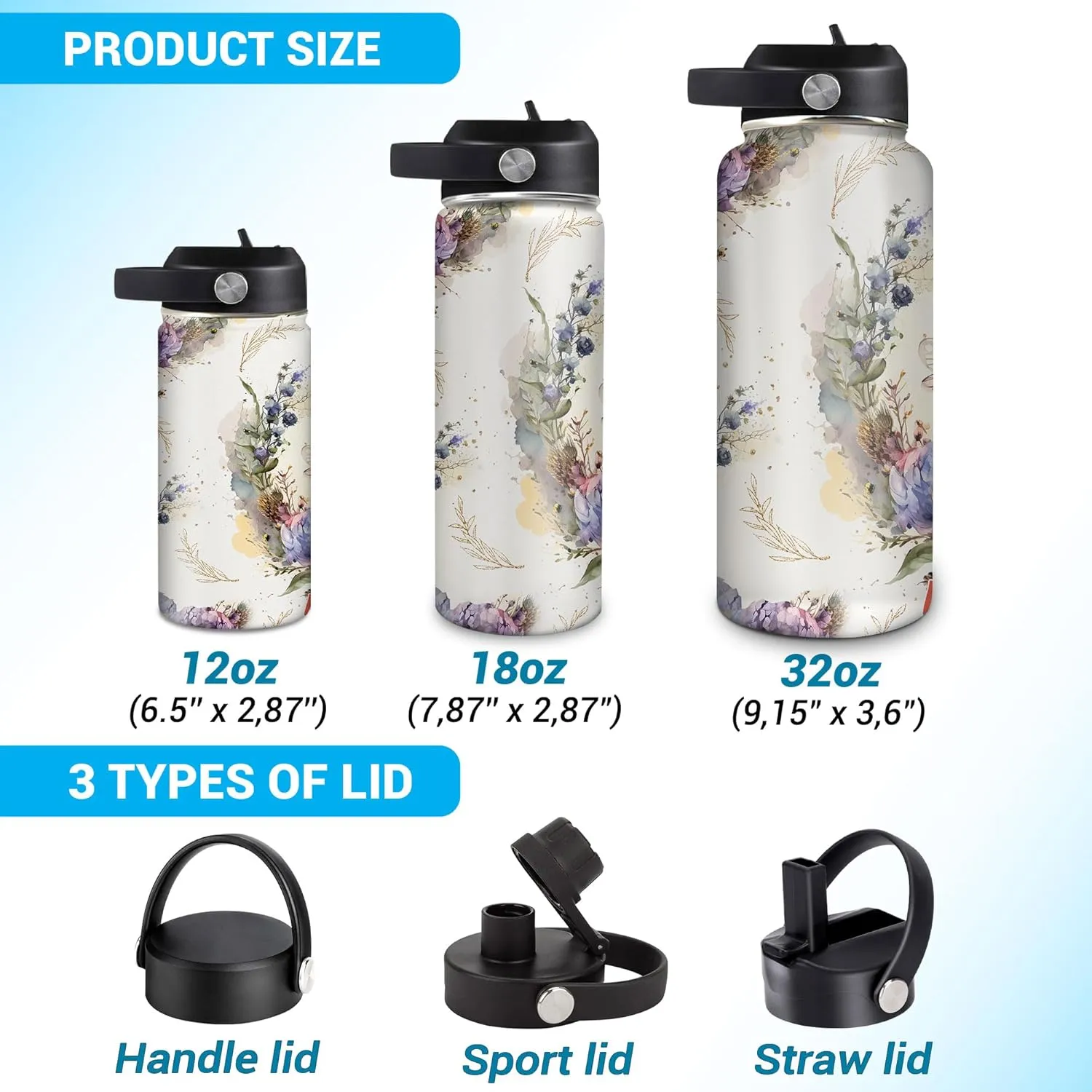 Hyturtle Personalized Animals Stainless Steel Water Bottle 19032025 D2 (Bee)