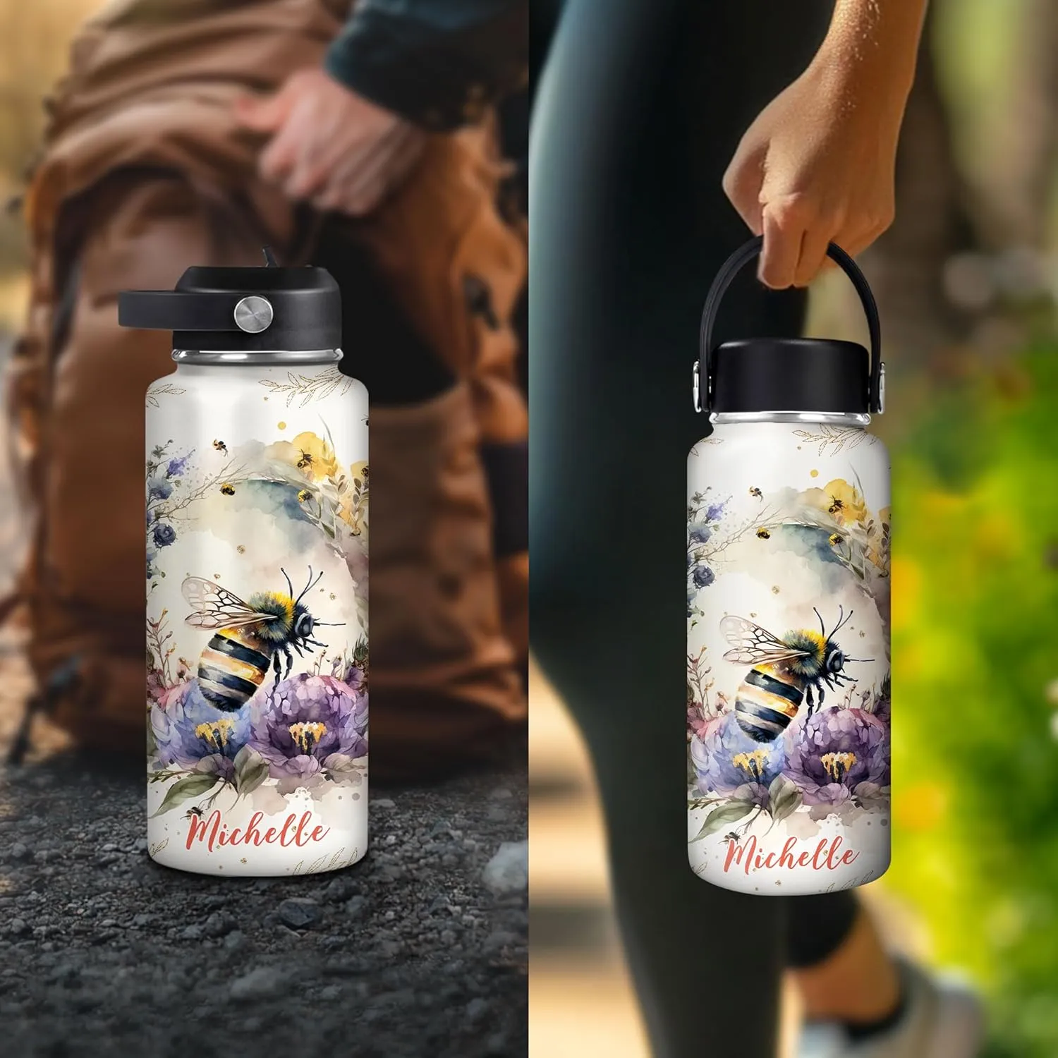 Hyturtle Personalized Animals Stainless Steel Water Bottle 19032025 D2 (Bee)