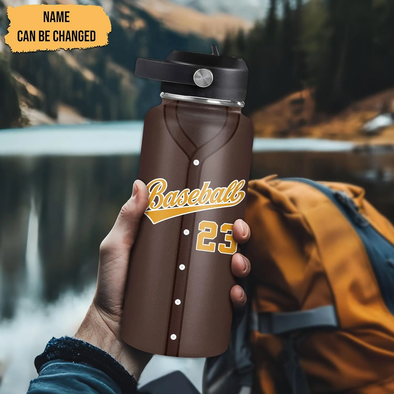 Hyturtle Personalized Baseball Water Bottle - Travel Insulated Stainless Steel Bottle with Leak-Proof Lid 18oz 32oz - Gift for Men, Boys, Baseball Lovers, Players, Coaches - Birthday & Christmas Gift