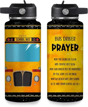 Hyturtle Personalized Bus Driver Water Bottle - Custom Name Travel Insulated Stainless Steel Bottle with Leak-Proof Lid 18oz 32oz - Bus Driver Gift for Men School Bus Drivers - Birthday, ChristmasGift