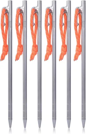 iBasingo 6 pcs Titanium Alloy Tent Pegs Outdoor Camping Awning Tent Stakes Lightweight Tent Nail Ti1564I