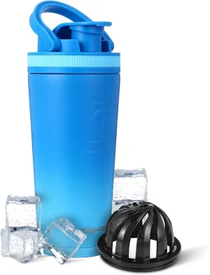 Ice Shaker Insulated Stainless Steel Shaker Bottle | 26oz, Blue Color Rush | Cold for 24  Hours | Insulated Cup with Twist-on Agitator | Odor-Free Bottle for Shakes, Water, Smoothies, Cocktails