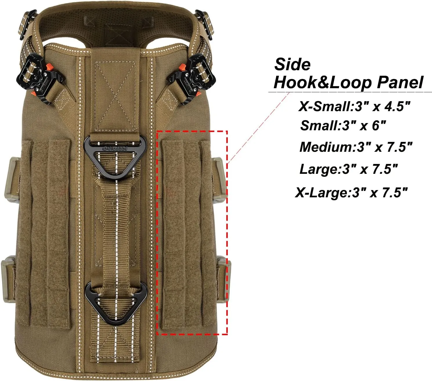 ICEFANG Reflective GN3 Tactical Dog Harness with 6X Buckles,for Medium Sized Dogs,Dog Molle k9 Vest,Adjustable Pet Harness,No-Pulling Front Leash Clip (M (25"-31" Chest), Brown)