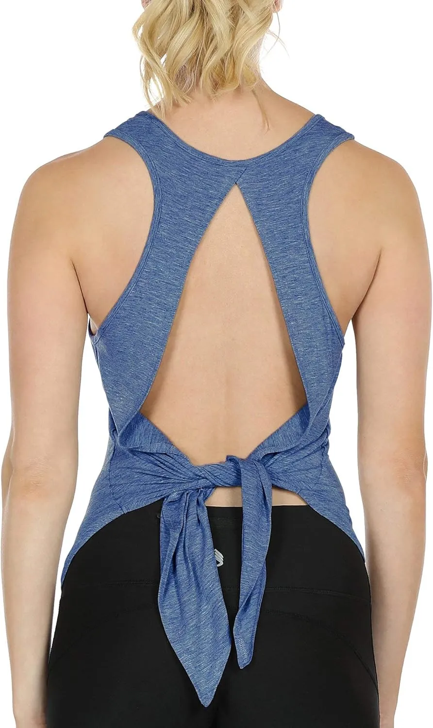icyzone Tie Back Yoga Tops for Women, Lightweight Workout Athletic Tanks, Breathable Gym Shirts