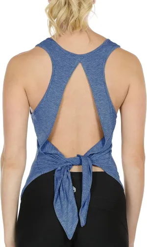 icyzone Tie Back Yoga Tops for Women, Lightweight Workout Athletic Tanks, Breathable Gym Shirts