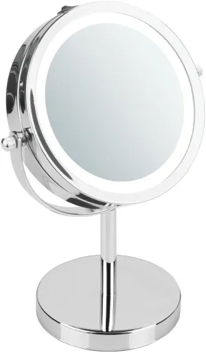 iDesign Lighted Free Standing Vanity Makeup Mirror for Bathroom Countertops - Chrome, 10" Inch