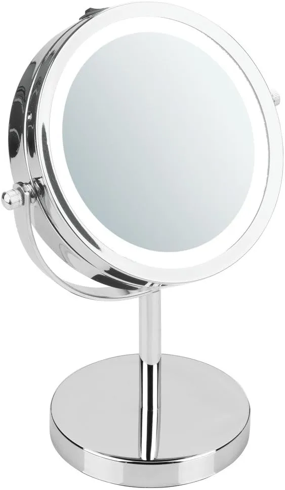 iDesign Lighted Free Standing Vanity Makeup Mirror for Bathroom Countertops - Chrome, 10" Inch