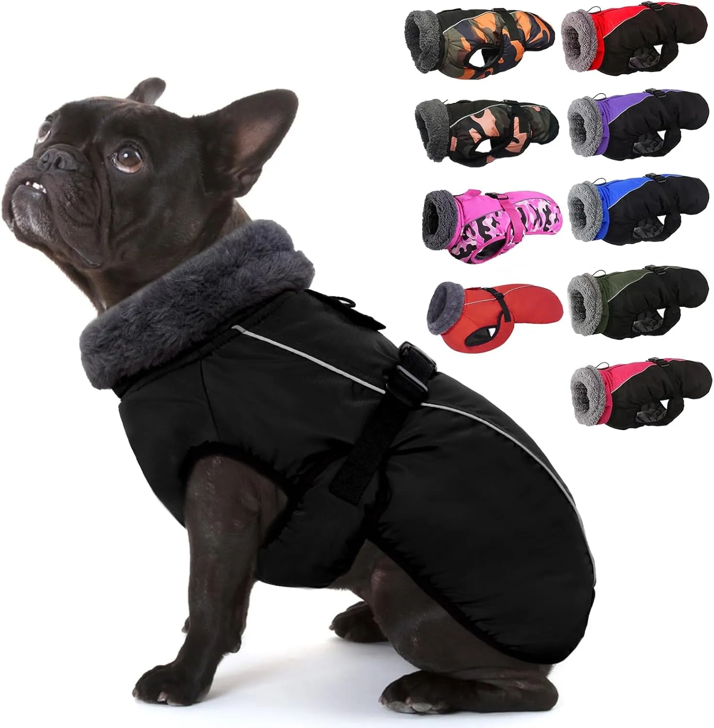 IECOii Extra Warm Coat - Adjustable Dog Jacket Winter Coat with Buckle & Fleece Turtleneck for Small to Extra Large Dogs