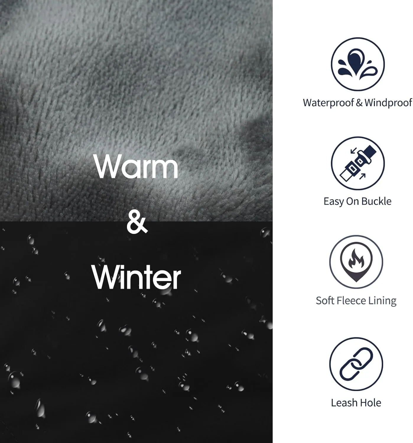 IECOii Extra Warm Coat - Adjustable Dog Jacket Winter Coat with Buckle & Fleece Turtleneck for Small to Extra Large Dogs