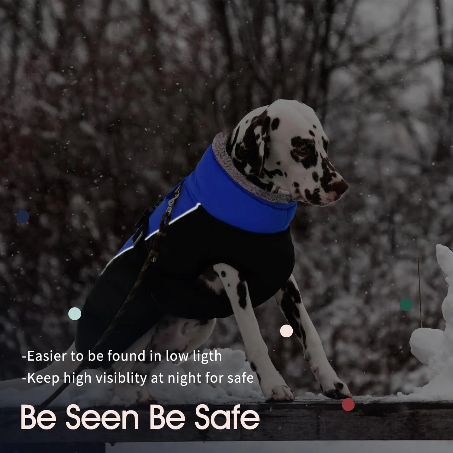 IECOii Extra Warm Dog Coat - Reflective, Adjustable Winter Jacket with Buckle & Fleece Turtleneck for Small, Medium & Large Dogs